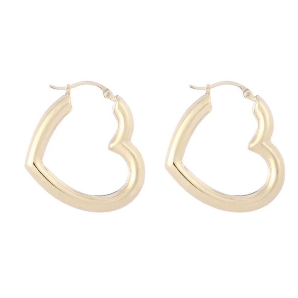 EUC Ariel Gordon Heart Helium Hoops 14k yellow gold
